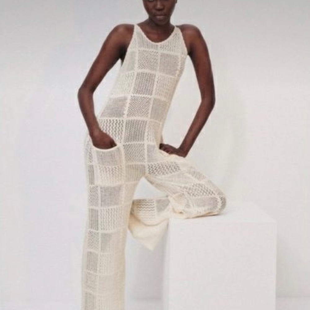 Zara Patchwork Knit Jumpsuit NWT